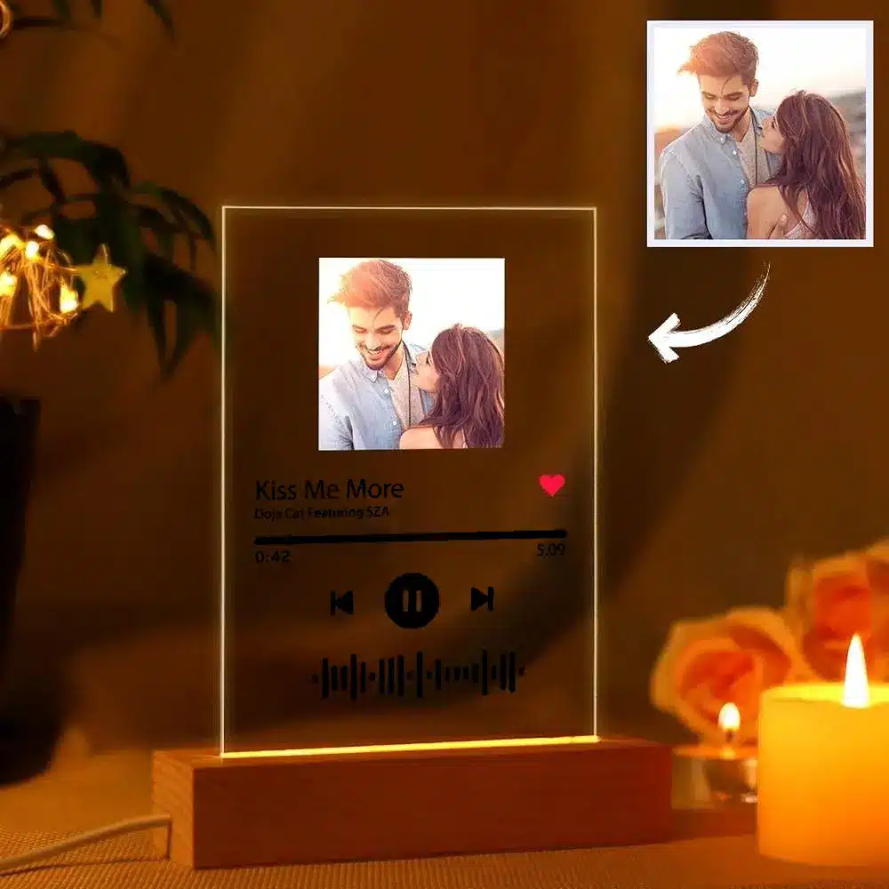 MusicGlass — spersonalizowana lampka nocna ze zdjęciem i piosenką