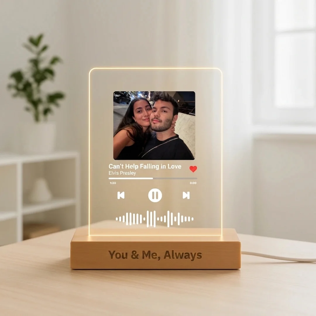 MusicGlass — personalized night light with your photo and song