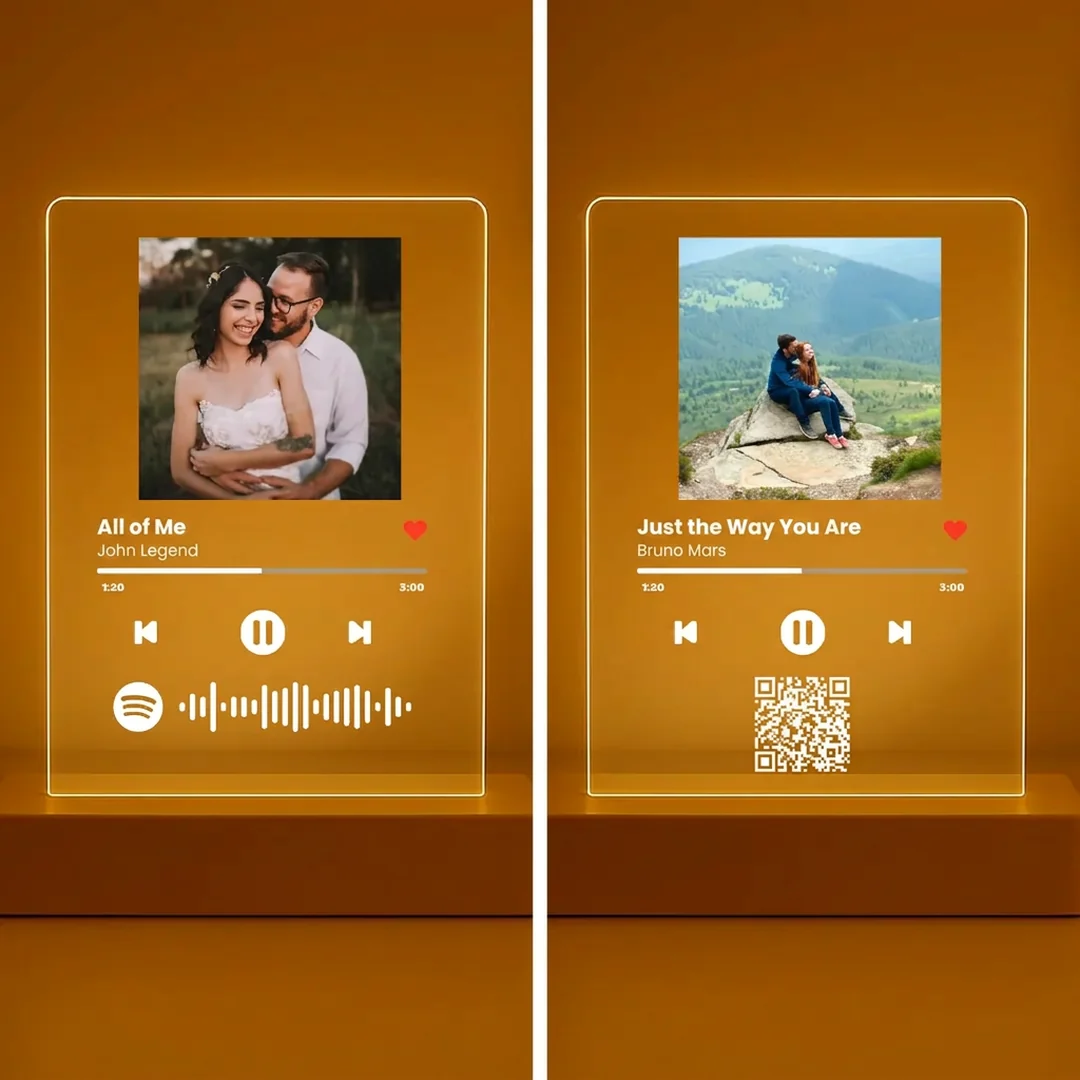 MusicGlass — personalized night light with your photo and song