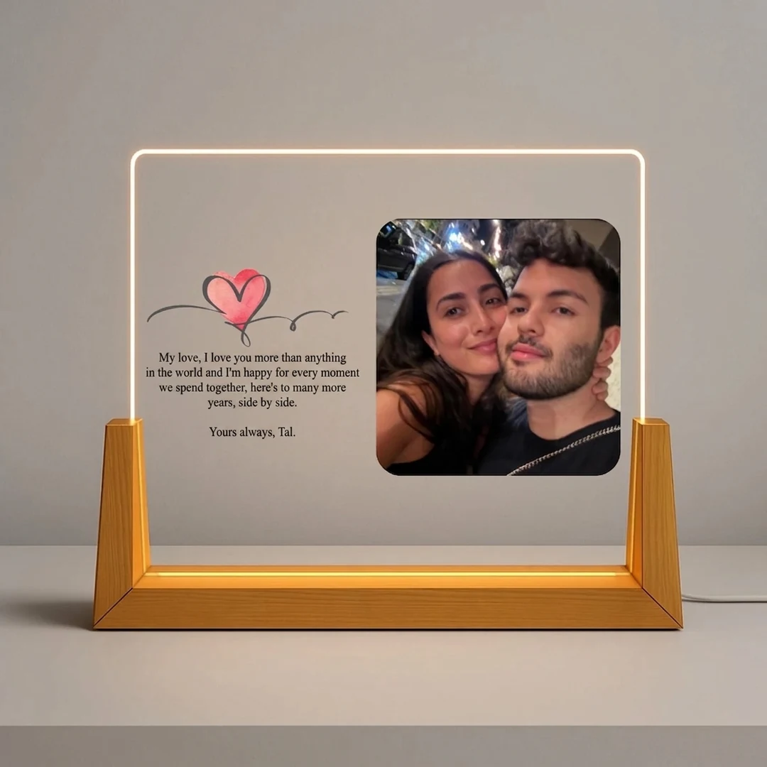 Personalized Photo Gift – Romantic Lamp with Dedication - Image 2