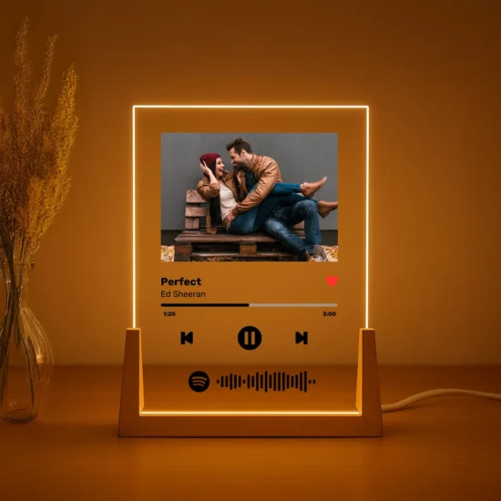 Personalized White Music Glass Lamp - Romantic Gift for Your Partner