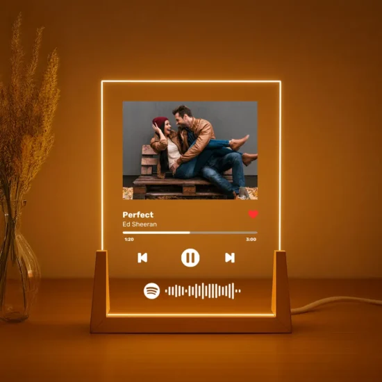 Personalized White Music Glass Lamp - Romantic Gift for Your Partner