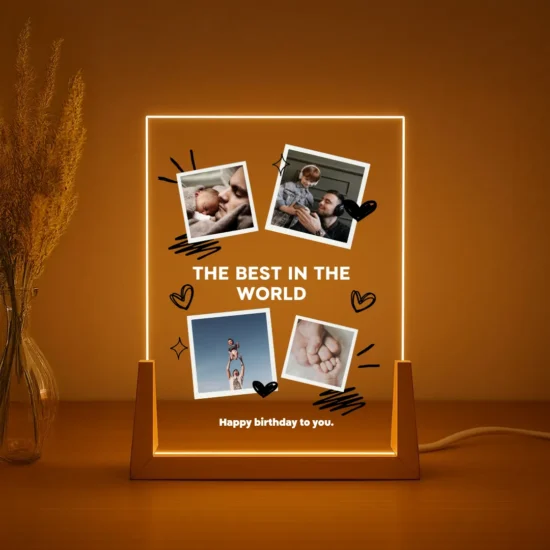 Gift for Dad – Personalized Lamp with Photo and Dedication