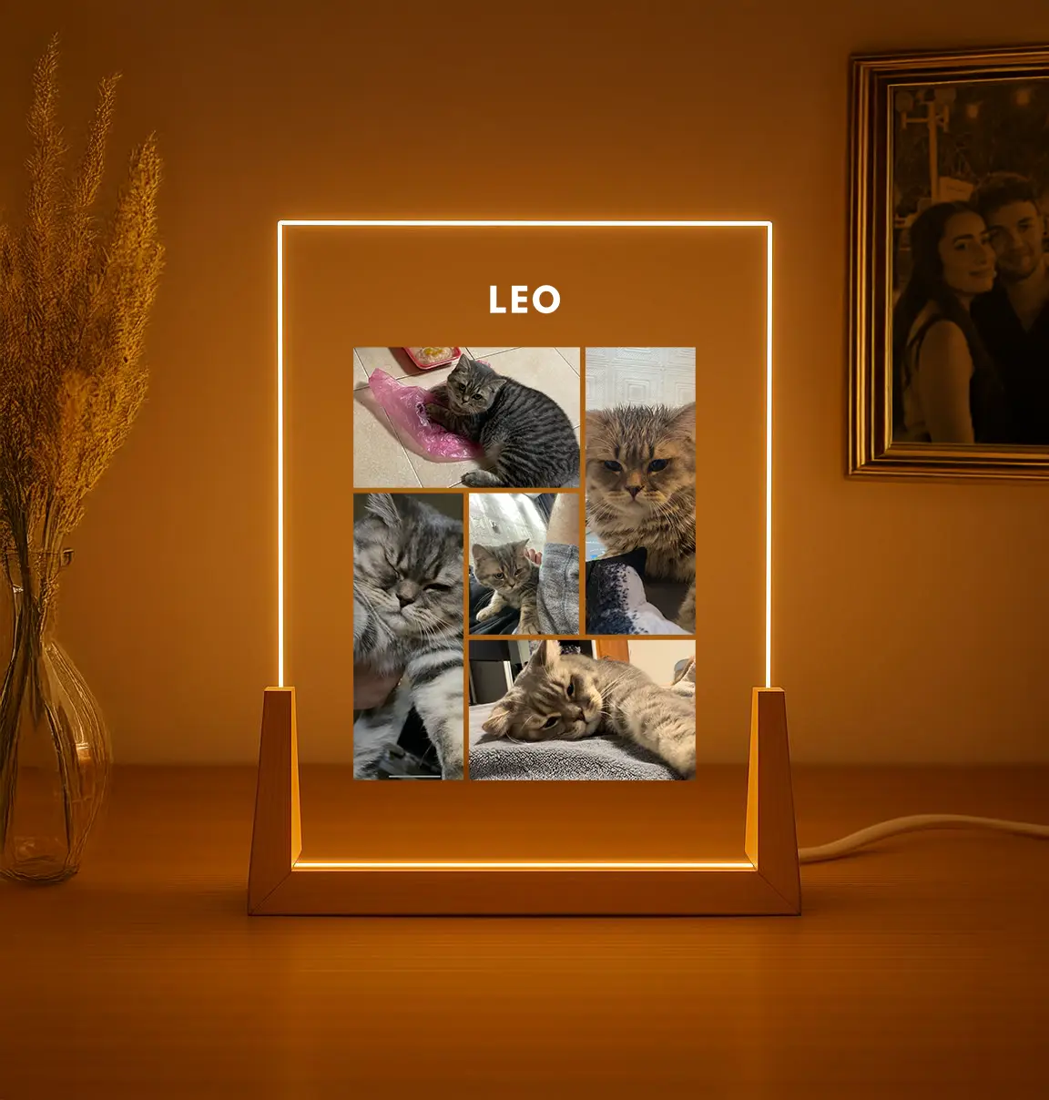 Lámpara de Mascota Personalizada – Lámpara Personalizada con Fotos y Dedicatoria para Tu Gato, Perro o Cualquier Mascota