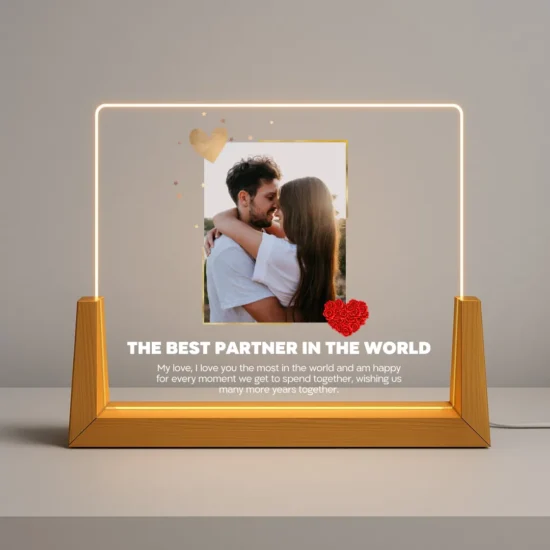 Personalized Photo Gift – Romantic Lamp with Title and Dedication