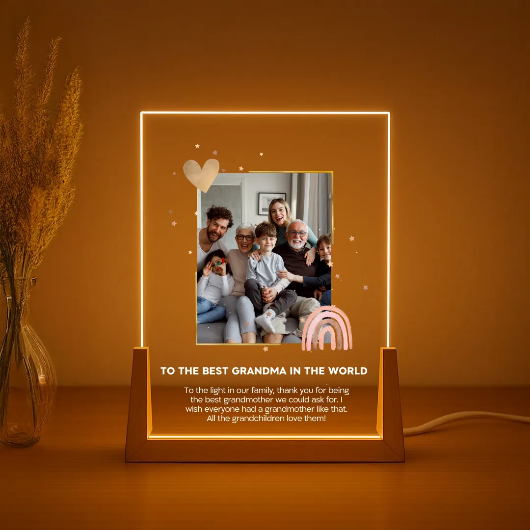Personalized Grandma Lamp - Custom Gift with Photo and Dedication