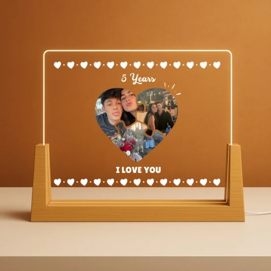 Night Light with Heart Puzzle Design - Unique Personalized Gift