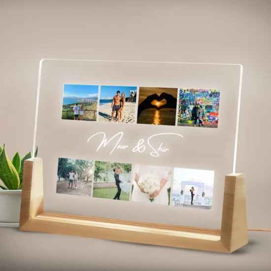 Personalized Home Gift – Custom Lamp with 8 Photos and Names