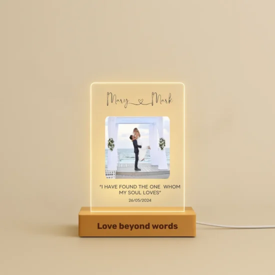 Personalized Photo Gift – Romantic Lamp with Names, Date & Dedication