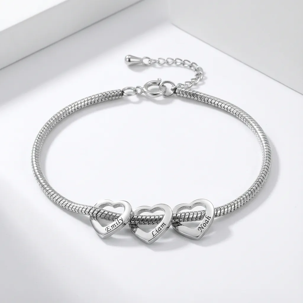 Personalized Name Heart Bracelet for Women – Engraved Charm Bracelet Gift – Bild 4