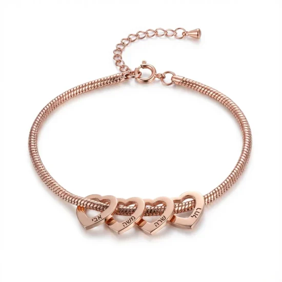 Personalized Name Heart Bracelet for Women – Engraved Charm Bracelet Gift