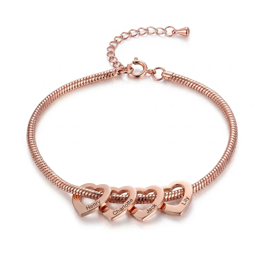 Personalized Name Heart Bracelet for Women – Engraved Charm Bracelet Gift – Bild 5