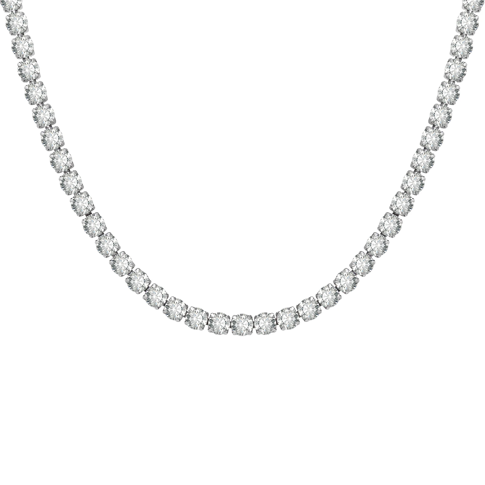 Tennis Necklace with Zircons — Silver Stainless Steel - Imagen 3