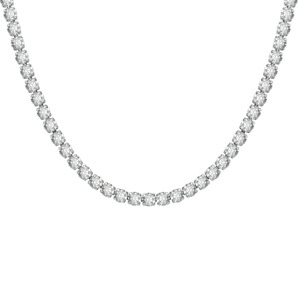 Tennis Necklace with Zircons — Silver Stainless Steel