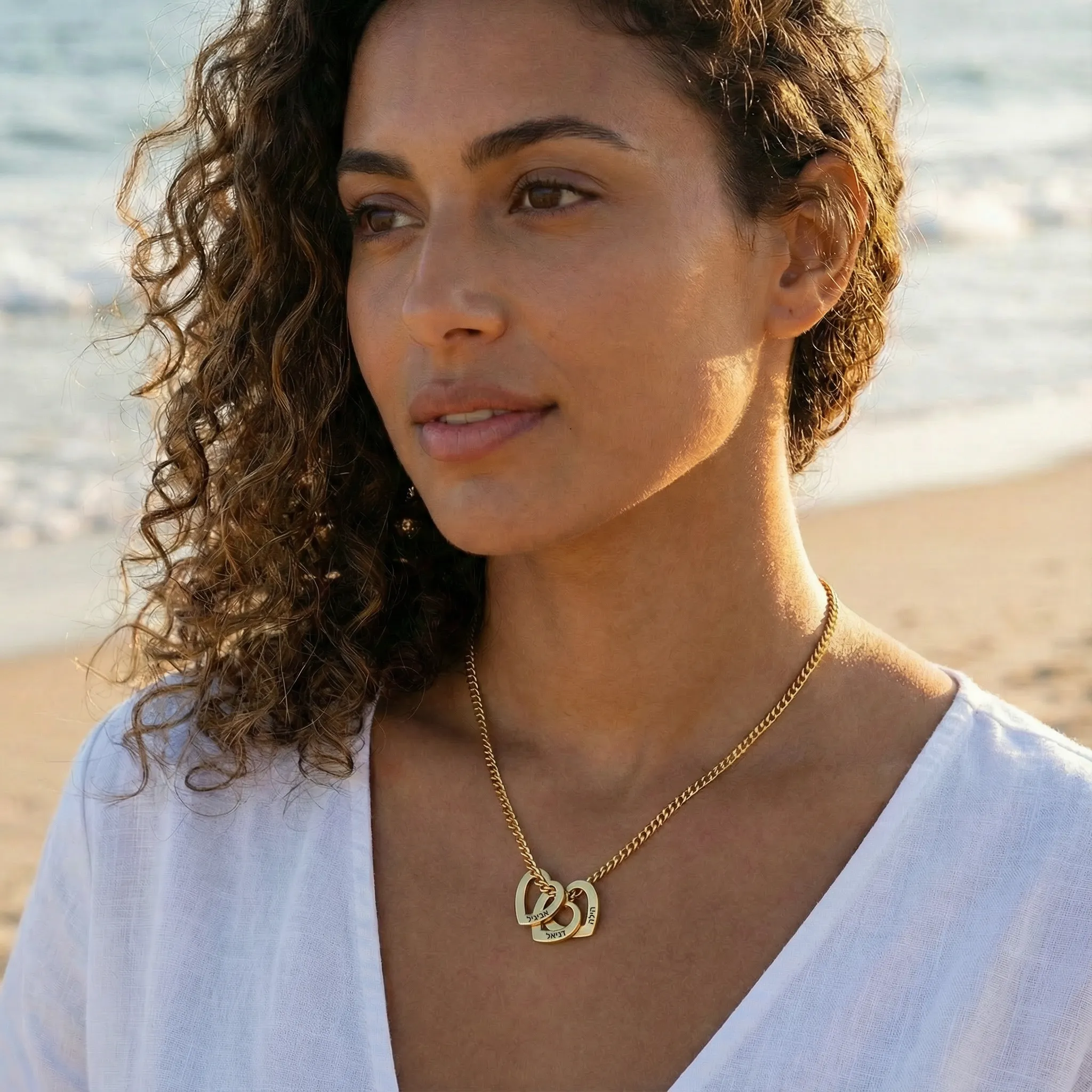 Women's Hearts Necklace with Your Children's Names - obrazek 2