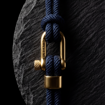 Gold Clasp Screw Shackle Nautical Rope Bracelet — Navy