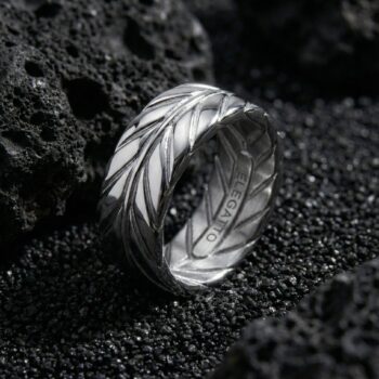 Feather Pattern Stainless Steel Ring