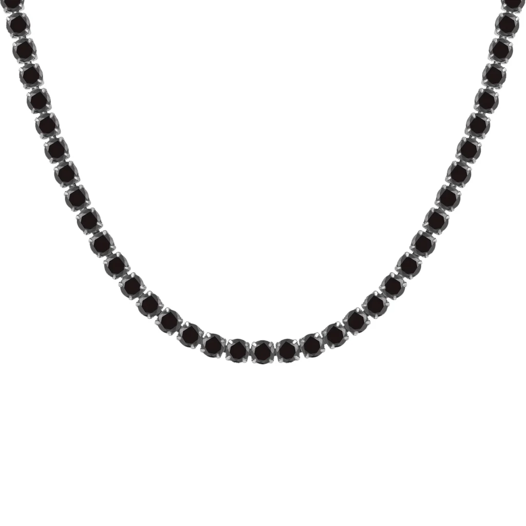 Tennis Necklace with Zircons — Black Stainless Steel