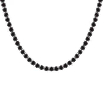 Tennis Necklace with Zircons — Black Stainless Steel