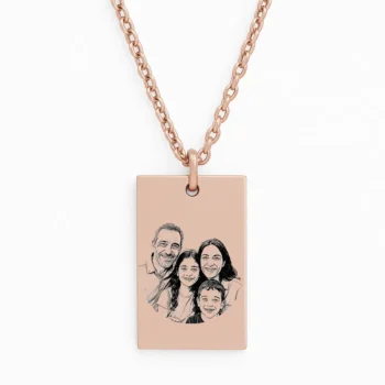 Luxury Stainless Steel Bar Necklace with Family Engraving