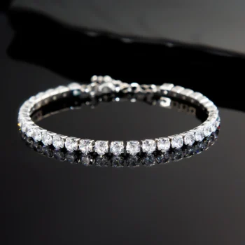 Men's Tennis Bracelet with Zircons — Silver