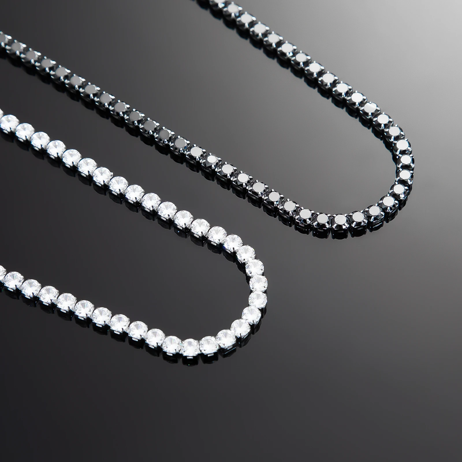 Tennis Necklace with Zircons — Black Stainless Steel - immagine 4