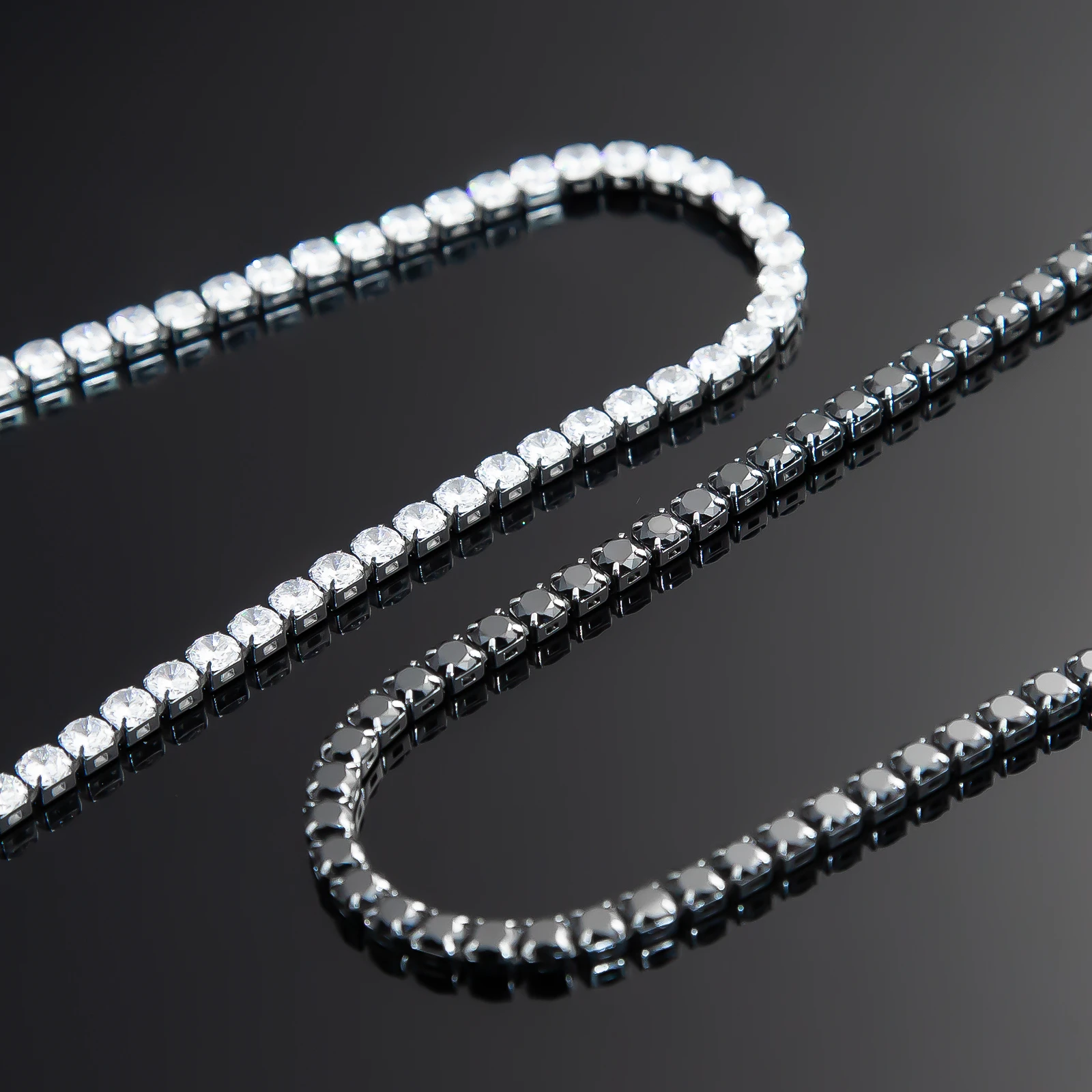 Tennis Necklace with Zircons — Silver Stainless Steel - Imagen 2