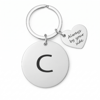 Initial Letter Keychain + Heart Charm Dedication