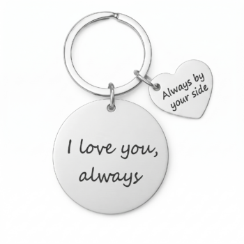 Keychain Engraved in Your Own Handwriting with Heart Charm
