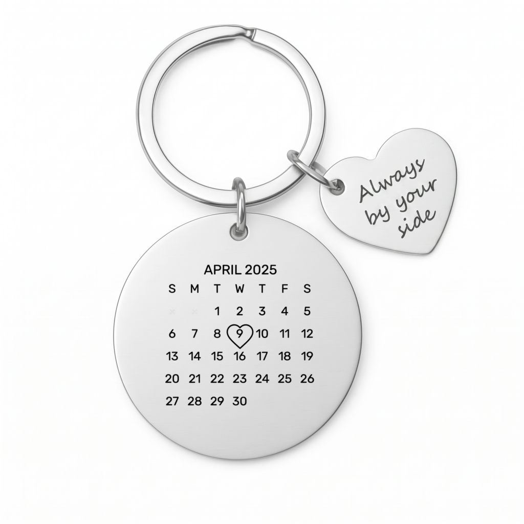 Keychain Engraved with Your Special Date & Heart Dedication
