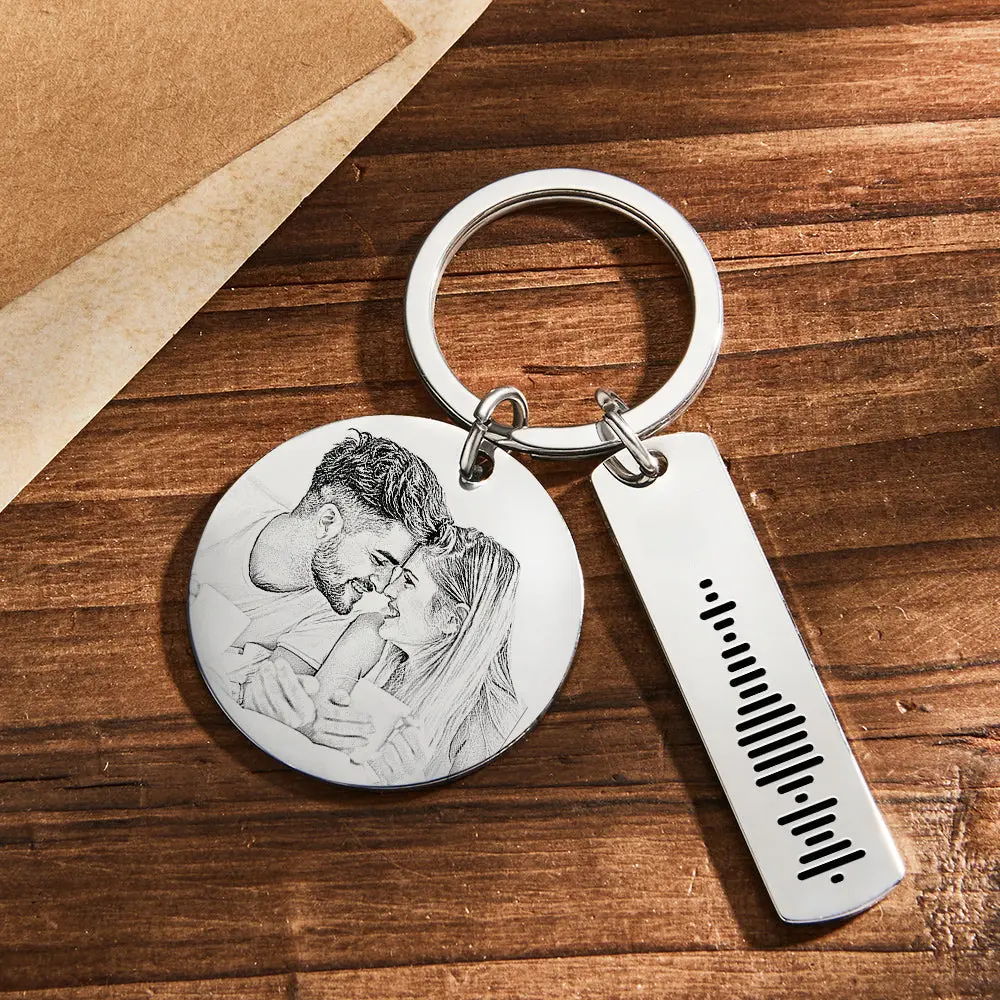 Large Keychain with Photo, Date & Scannable Spotify Code - Image 4