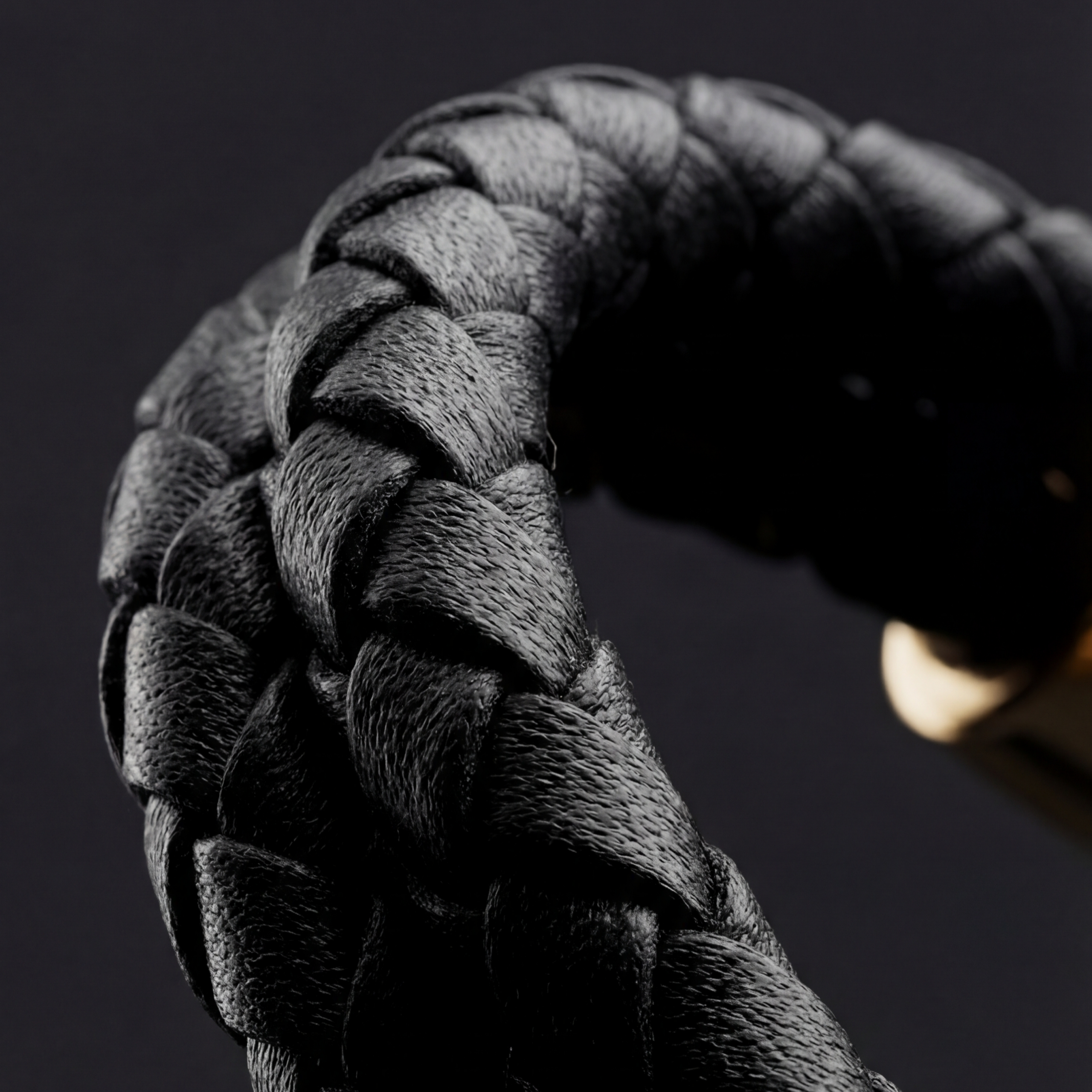 Hook Clasp Braided Leather Bracelet — Black – Image 3