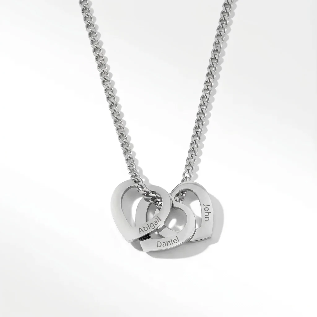 Women's Hearts Necklace with Your Children's Names - obrazek 4