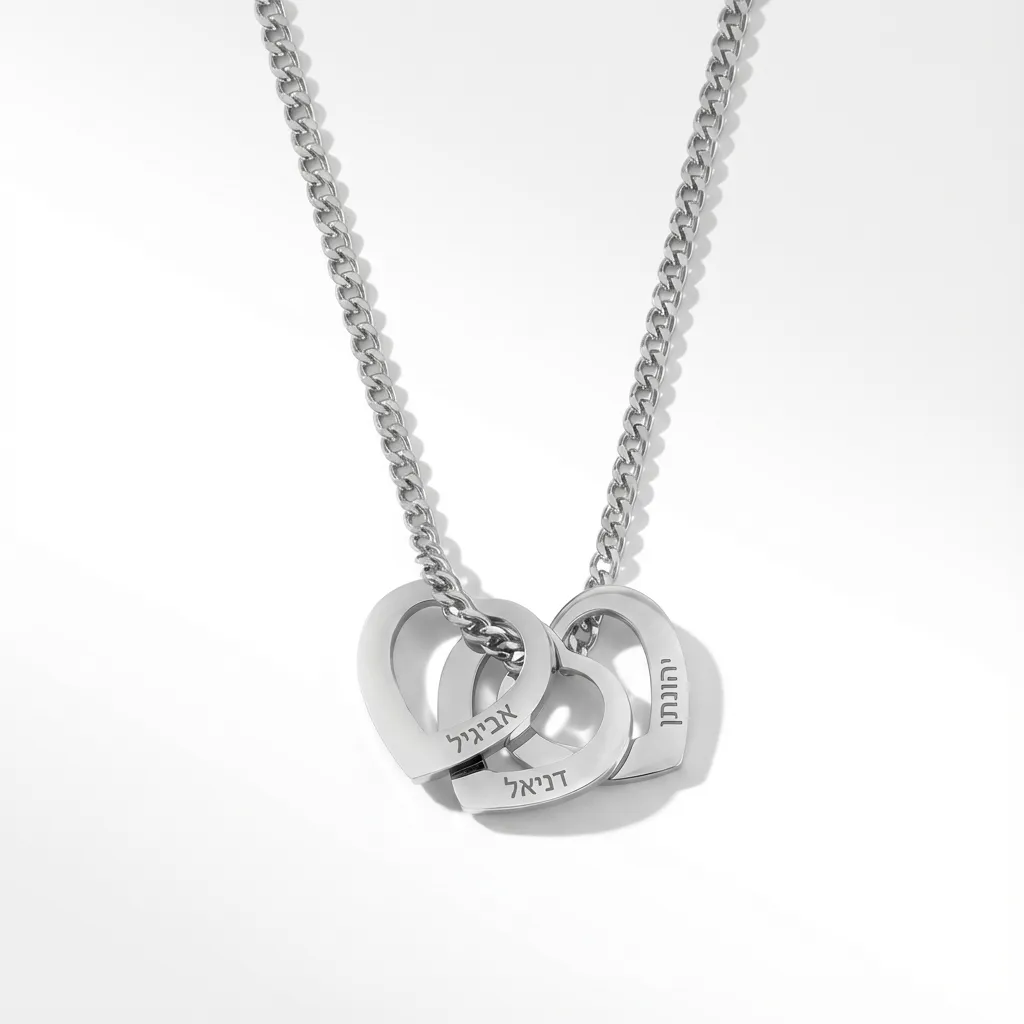 Women's Hearts Necklace with Names — Perfect Gift for Her