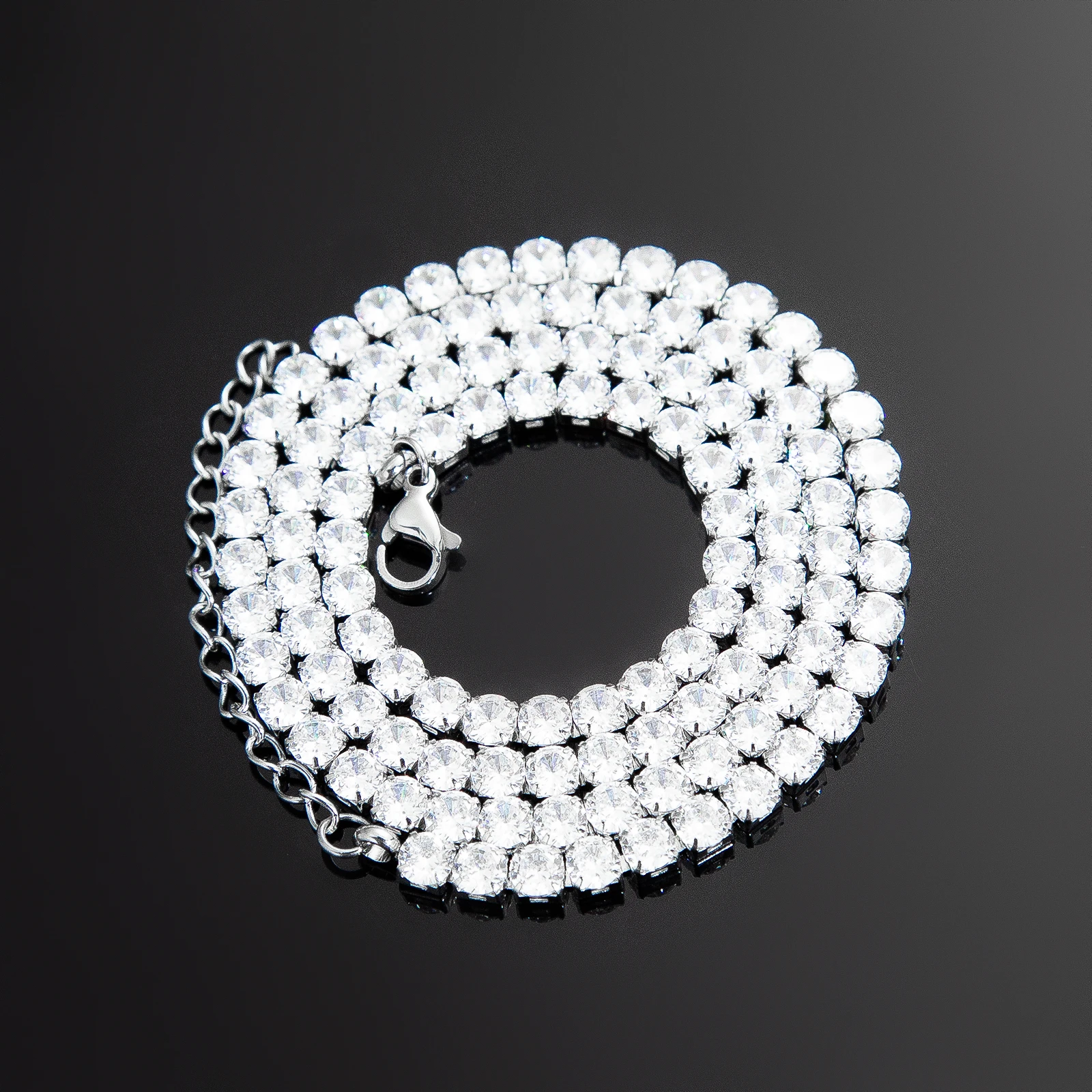 Tennis Necklace with Zircons — Silver Stainless Steel - Imagen 4