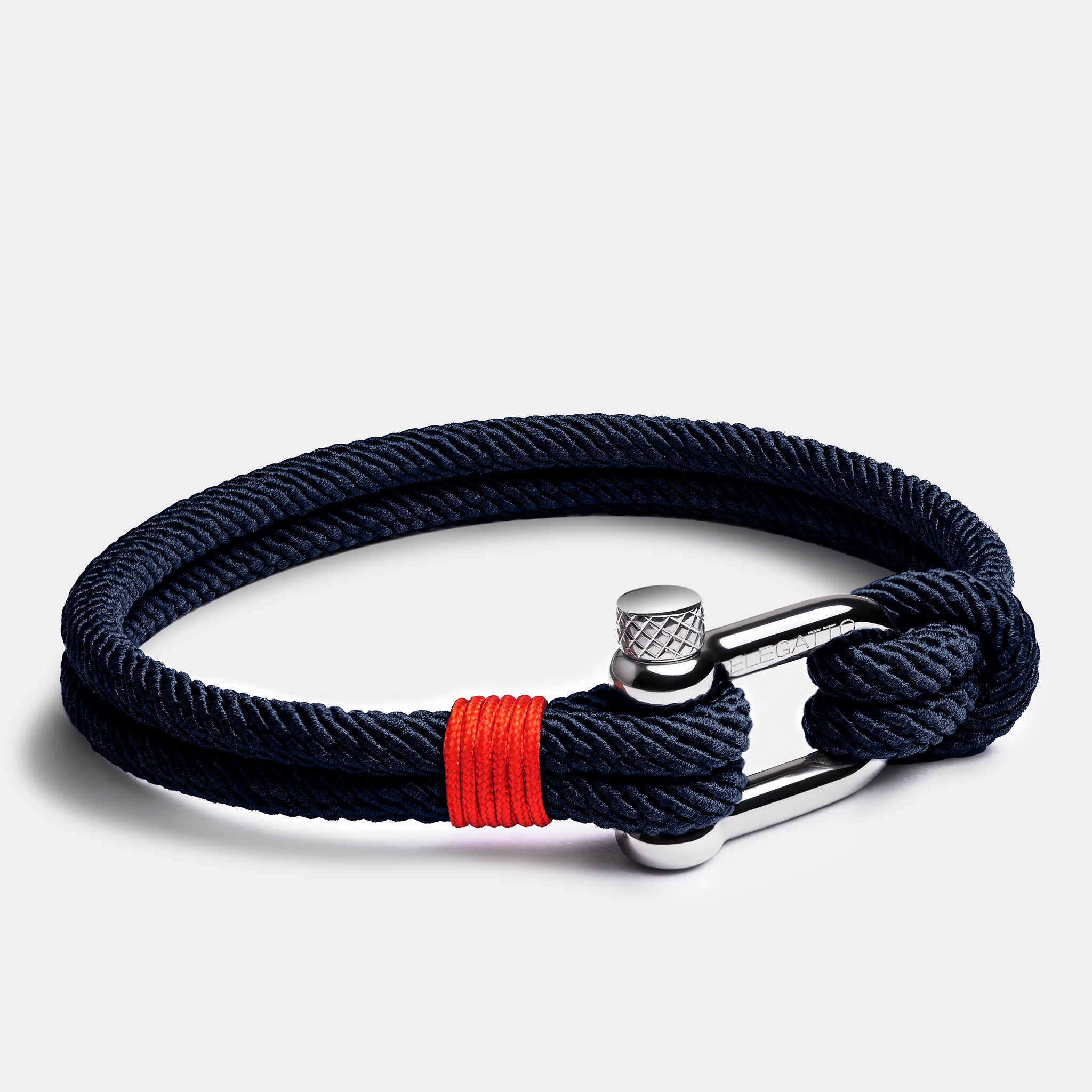 Nylon Cord Screw Shackle Nautical Rope Bracelet — Navy - Image 2