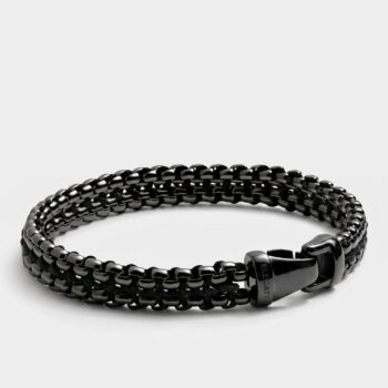 Woven Stainless Steel Chain Bracelet — Black