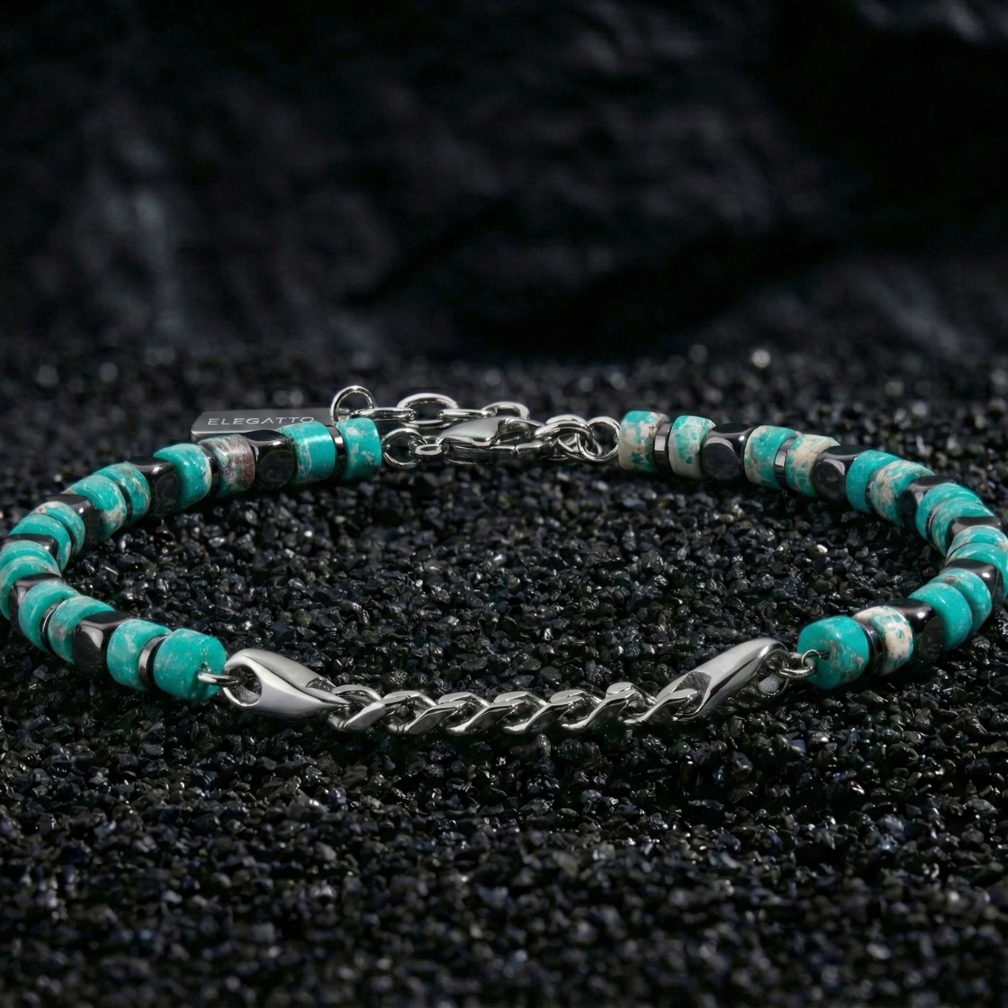Teal Stone Chain Bracelet - immagine 3