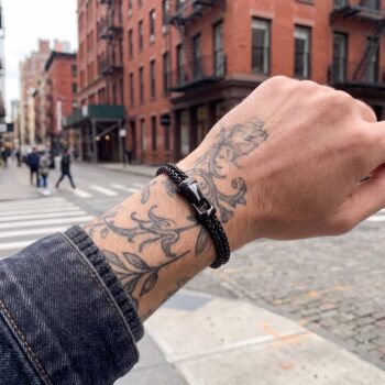 Woven Stainless Steel Chain Bracelet — Black