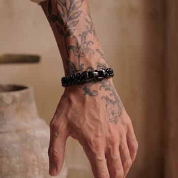 Woven Stainless Steel Chain Bracelet — Black