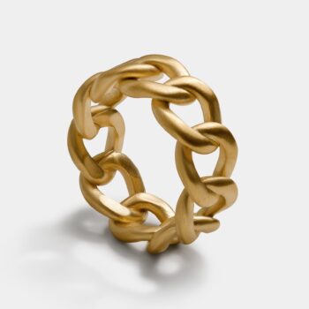 Brushed Cuban Link Ring — Gold