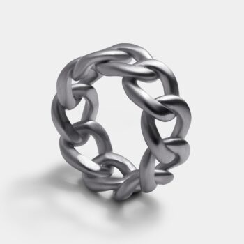 Brushed Cuban Link Ring — Silver