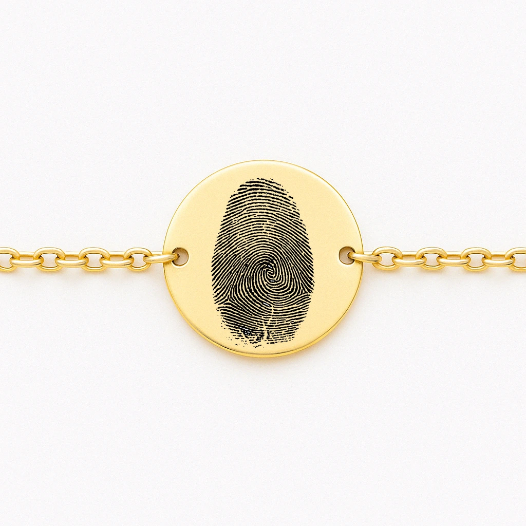 Delicate Round Engraved Bangle with Fingerprint - الصورة 3