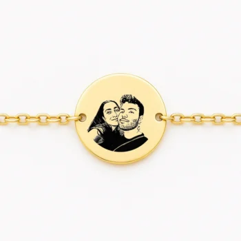 Delicate Round Engraved Bangle for Women with Illustrated Photo & Dedication