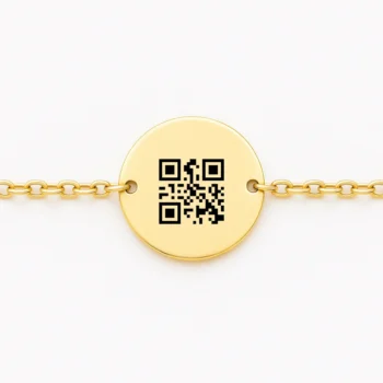 Delicate Round Engraved Bangle for Women with Scannable Code