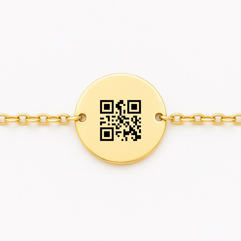 Delicate Round Engraved Bangle for Women with Scannable Code - Imagen 4