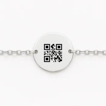 Delicate Round Engraved Bangle for Women with Scannable Code