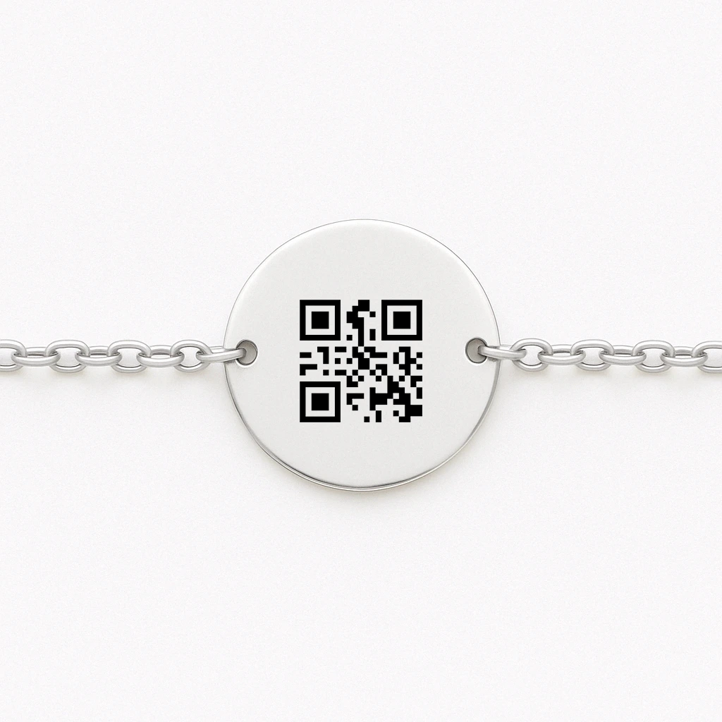 Delicate Round Engraved Bangle for Women with Scannable Code - Imagen 3