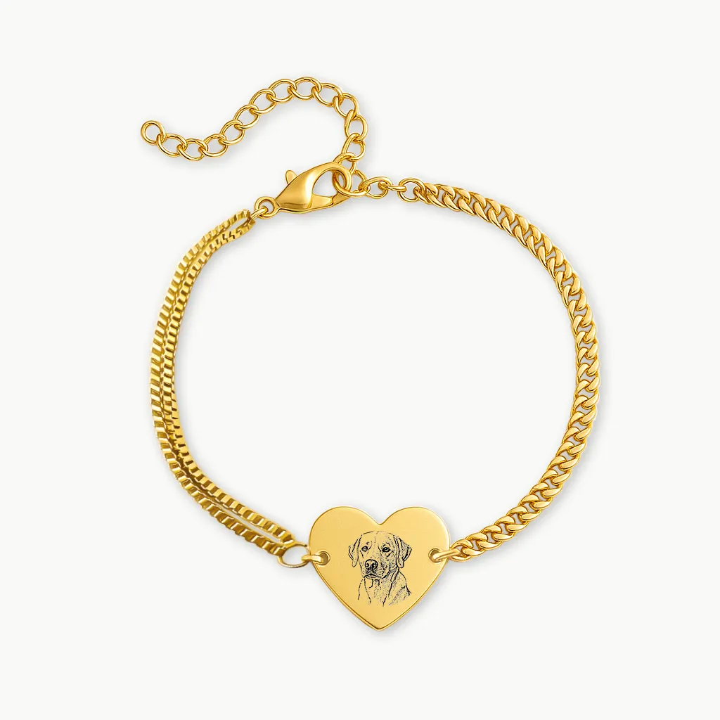 Luxury Women's Engraved Bracelet with Your Pet's Portrait Engraved Forever