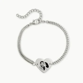 Delicate Heart Engraved Bracelet for Women with Your Photo as an Engraved Illustration